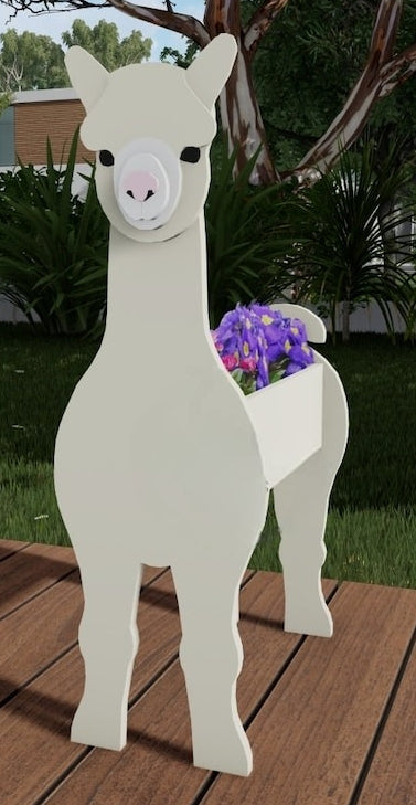 Alpaca Planter Farm Animal - Wooden Planter Box - DIY Kit - Realistic Animal Garden Plant Holder