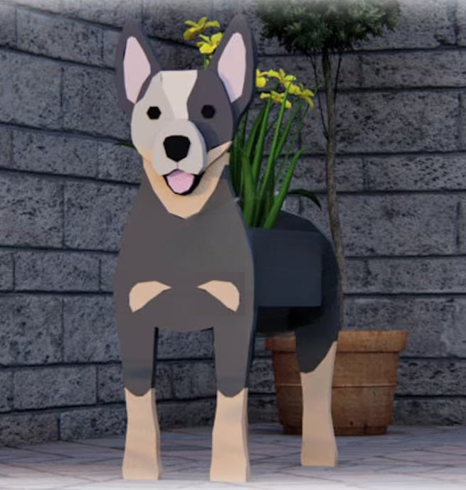 Australian Cattle Dog Planter - Wooden Planter Box - DIY Kit - Realistic Dog Garden Plant Holder
