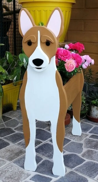 Basenji Dog Planter - Wooden Animal Plant Box - DIY Kit - Realistic Dog Garden Plant Holder