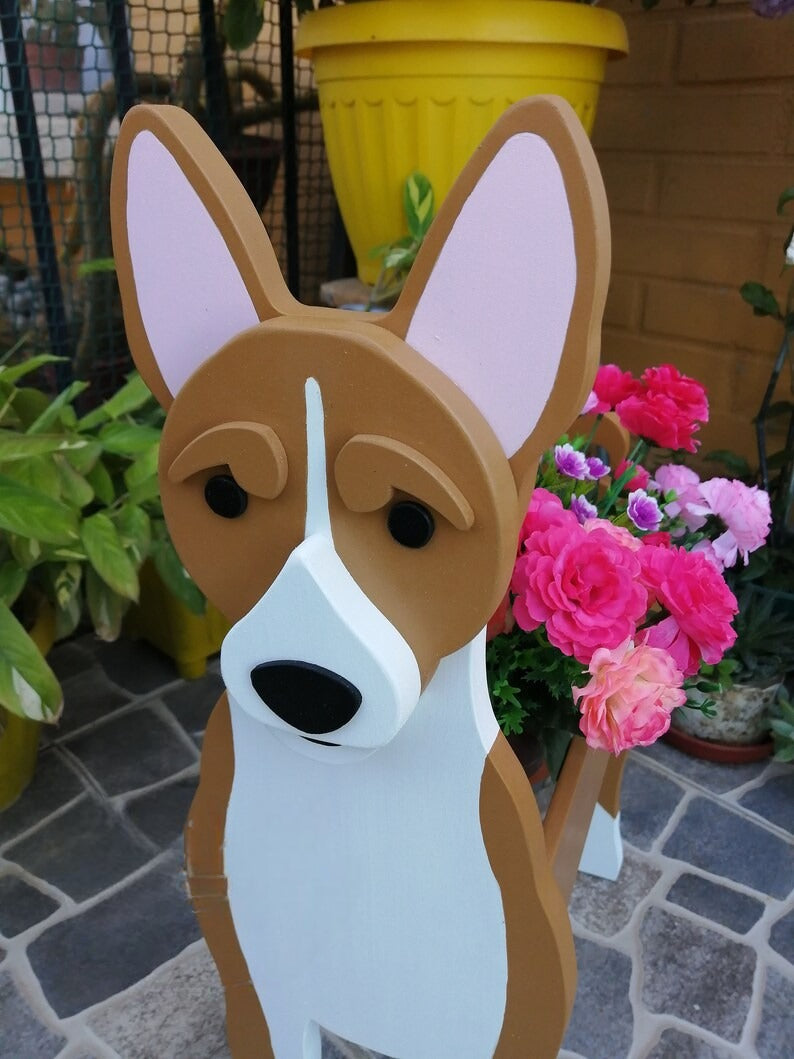 Basenji Dog Planter - Wooden Animal Plant Box - DIY Kit - Realistic Dog Garden Plant Holder