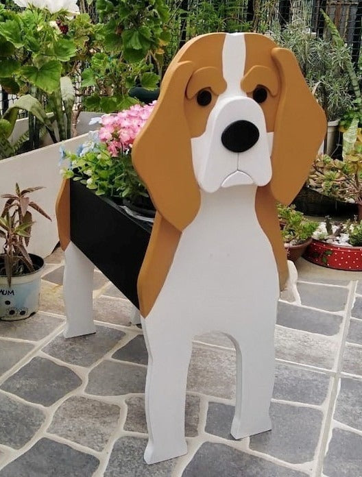 Beagle Dog Planter - Wooden Planter Box - DIY Kit - Realistic Dog Garden Plant Holder