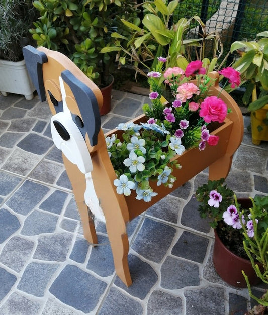 Boxer Dog Planter - Wooden Animal Plant Box - DIY Kit - Realistic Dog Garden Plant Holder