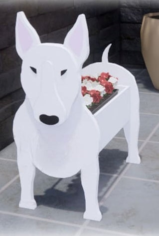 Bull Terrier Dog Planter - Wooden Animal Plant Box - DIY Kit - Realistic Dog Garden Plant Holder