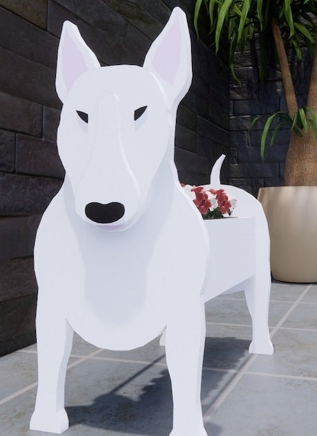 Bull Terrier Dog Planter - Wooden Animal Plant Box - DIY Kit - Realistic Dog Garden Plant Holder