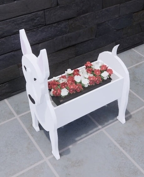 Bull Terrier Dog Planter - Wooden Animal Plant Box - DIY Kit - Realistic Dog Garden Plant Holder