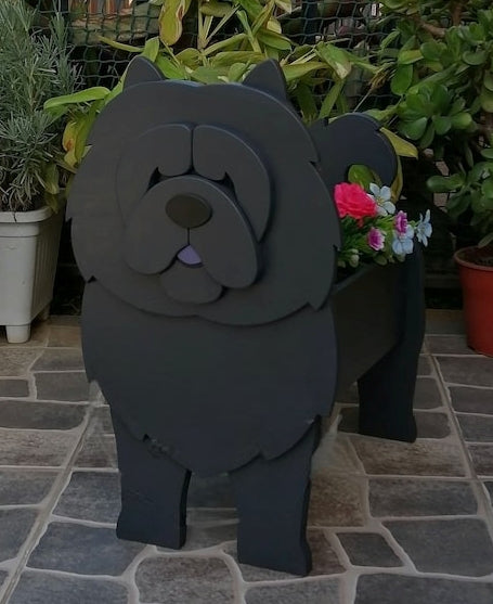 Chow Chow Dog Planter - Wooden Plant Box - DIY Kit - Realistic Dog Garden Plant Holder