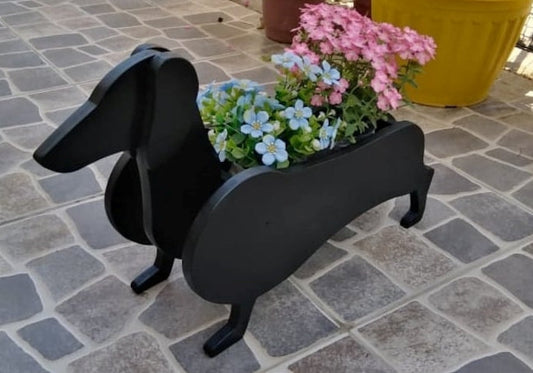 Dachshund Dog Planter - Wooden Planter Box - DIY Kit - Realistic Dog Garden Plant Holder