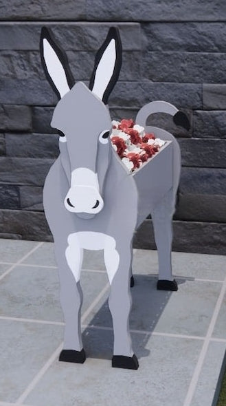 Donkey Planter Farm Animal - Wooden Planter Box - DIY Kit - Realistic Animal Garden Plant Holder