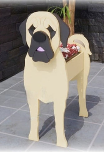 English Mastiff Dog Planter - Wooden Planter Box - DIY Kit - Realistic Dog Garden Plant Holder