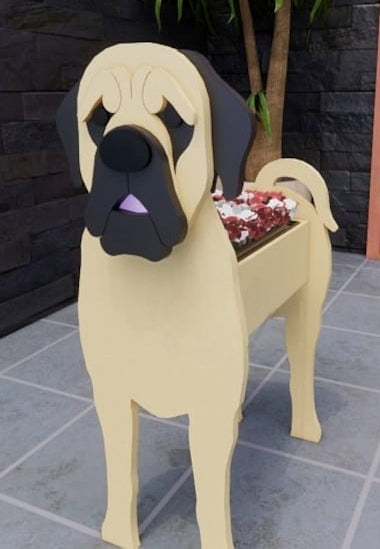 English Mastiff Dog Planter - Wooden Planter Box - DIY Kit - Realistic Dog Garden Plant Holder