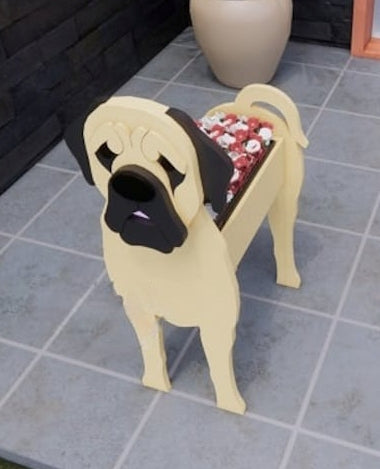 English Mastiff Dog Planter - Wooden Planter Box - DIY Kit - Realistic Dog Garden Plant Holder