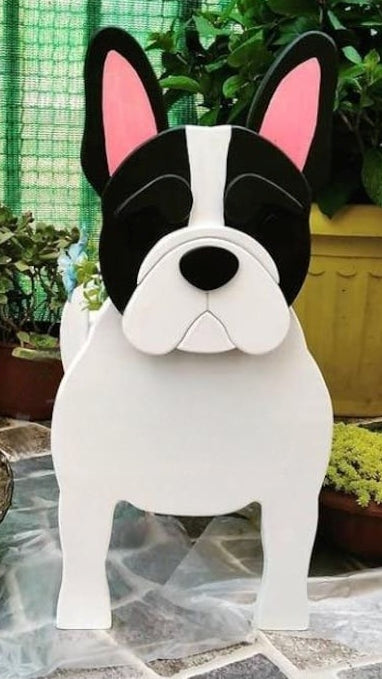 French Bulldog Dog Planter - Wooden Plant Box - DIY Kit - Realistic Dog Garden Plant Holder