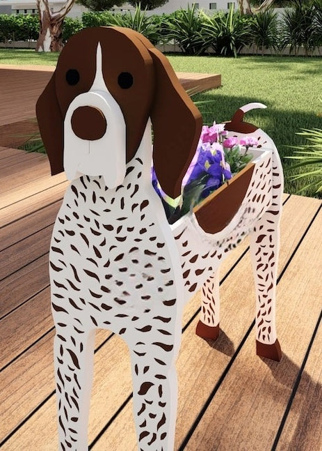 German Shorthaired Pointer Dog Planter - Wooden Planter Box - DIY Kit - Realistic Dog Garden Plant Holder