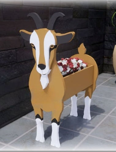 Goat Planter Farm Animal - Wooden Planter Box - DIY Kit - Realistic Animal Garden Plant Holder
