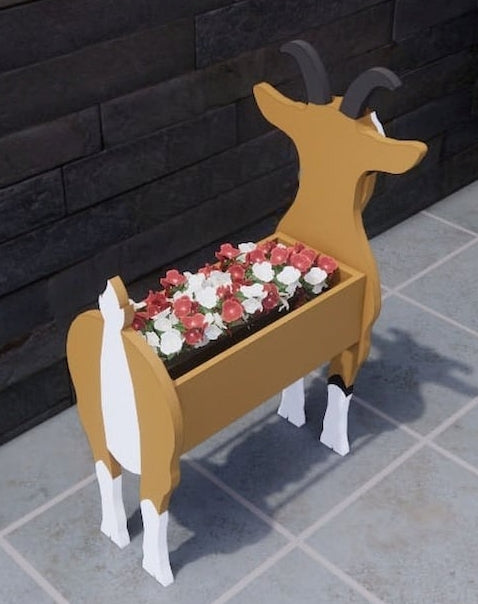 Goat Planter Farm Animal - Wooden Planter Box - DIY Kit - Realistic Animal Garden Plant Holder