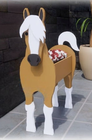 Horse Planter Farm Animal - Wooden Planter Box - DIY Kit - Realistic Animal Garden Plant Holder