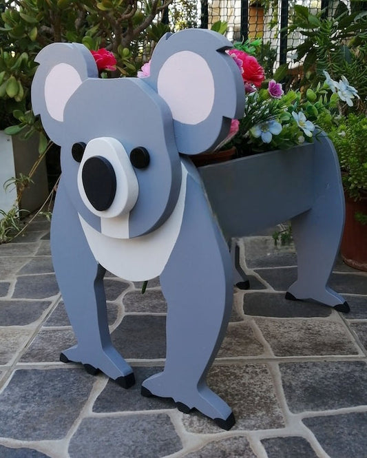 Koala Bear Planter - Wooden Planter Box - DIY Kit - Realistic Animal Garden Plant Holder