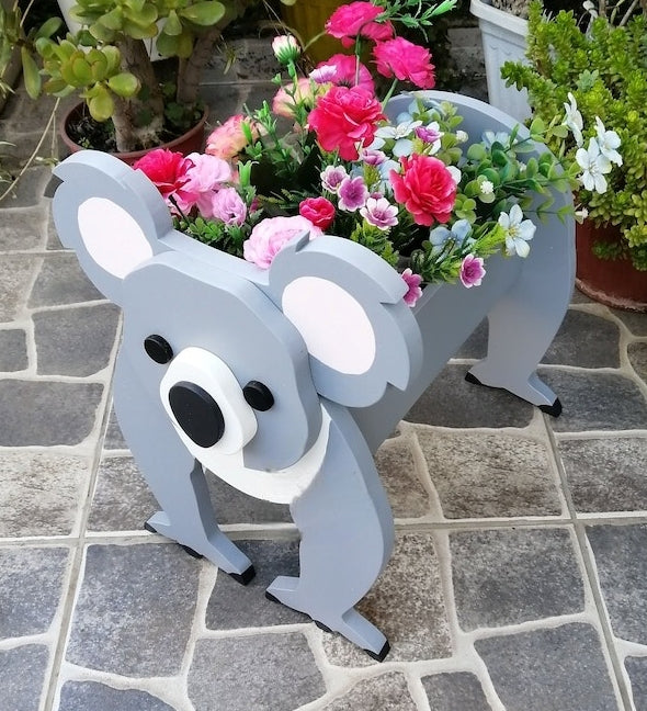 Koala Bear Planter - Wooden Planter Box - DIY Kit - Realistic Animal Garden Plant Holder