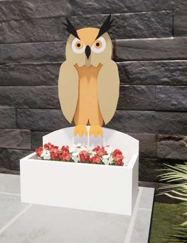 Owl Planter - Wooden Planter Box - DIY Kit - Realistic Animal Garden Plant Holder