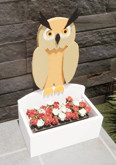 Owl Planter - Wooden Planter Box - DIY Kit - Realistic Animal Garden Plant Holder