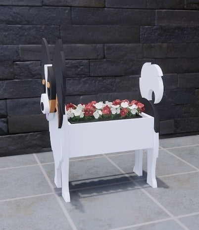 Papillon Dog Planter - Wooden Planter Box - DIY Kit - Realistic Dog Garden Plant Holder