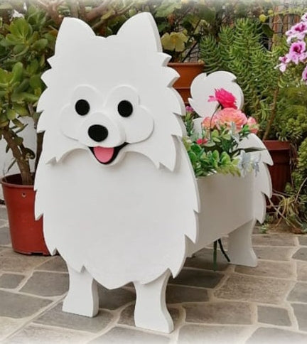 Pomeranian Dog Planter - Wooden Planter Box - DIY Kit - Realistic Dog Garden Plant Holder