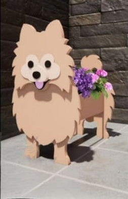 Pomeranian Dog Planter - Wooden Planter Box - DIY Kit - Realistic Dog Garden Plant Holder