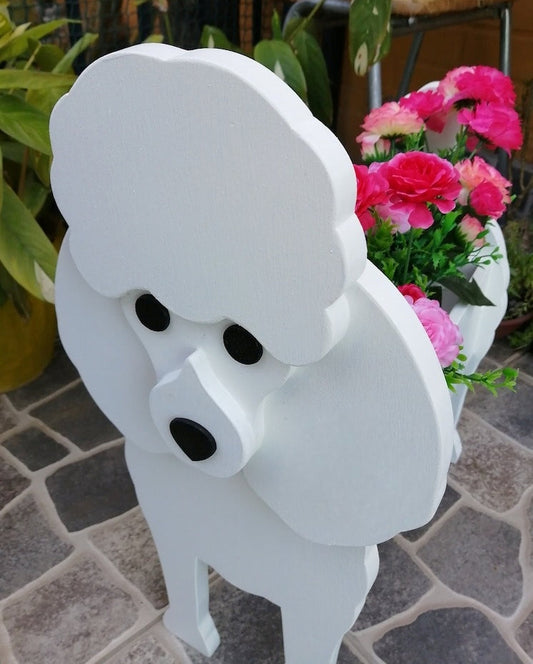 Poodle Dog Planter - Wooden Planter Box - DIY Kit - Realistic Dog Garden Plant Holder