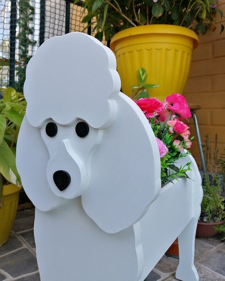 Poodle Dog Planter - Wooden Planter Box - DIY Kit - Realistic Dog Garden Plant Holder