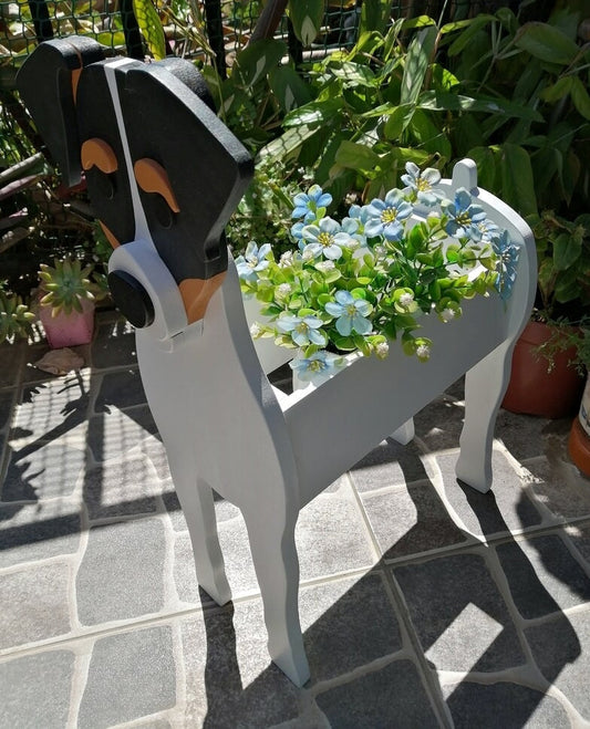 Rat Terrier Dog Planter - Wooden Planter Box - DIY Kit - Realistic Dog Garden Plant Holder