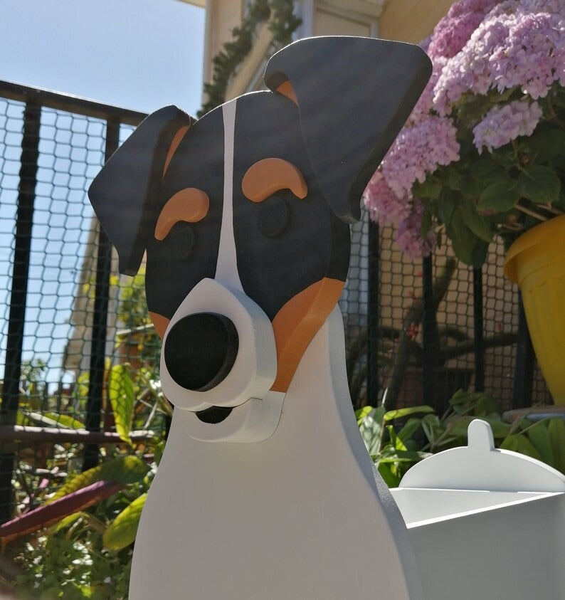 Rat Terrier Dog Planter - Wooden Planter Box - DIY Kit - Realistic Dog Garden Plant Holder