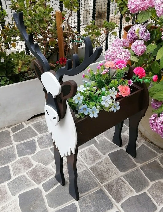 Reindeer Planter - Christmas Wooden Planter Box - DIY Kit - Realistic Garden Plant Holder