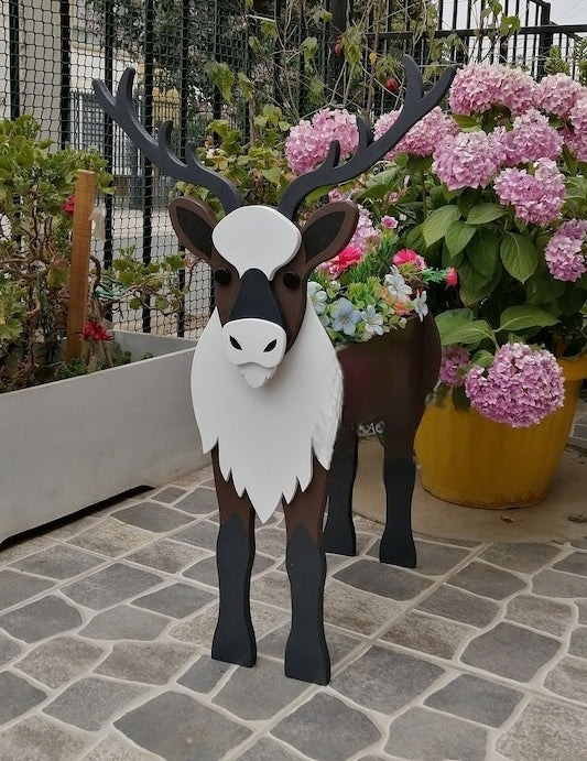 Reindeer Planter - Christmas Wooden Planter Box - DIY Kit - Realistic Garden Plant Holder