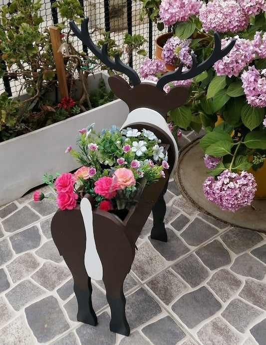 Reindeer Planter - Christmas Wooden Planter Box - DIY Kit - Realistic Garden Plant Holder