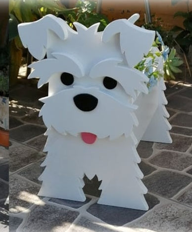 Schnauzer Dog Planter - Wooden Planter Box - DIY Kit - Realistic Dog Garden Plant Holder
