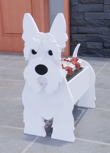 Scottish Terrier Dog Planter - Wooden Planter Box - DIY Kit - Realistic Dog Garden Plant Holder