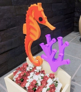 Seahorse Planter - Wooden Planter Box - DIY Kit - Realistic Animal Garden Plant Holder