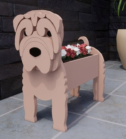 Shar Pei Dog Planter - Wooden Planter Box - DIY Kit - Realistic Dog Garden Plant Holder