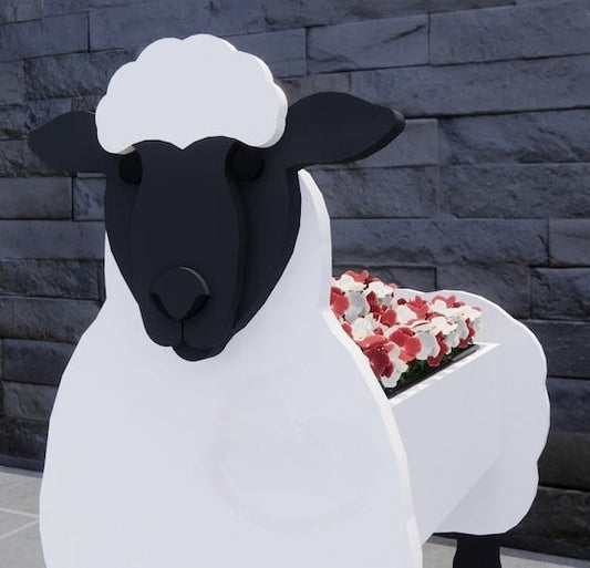 Sheep Planter - Wooden Planter Box - DIY Kit - Realistic Animal Garden Plant Holder
