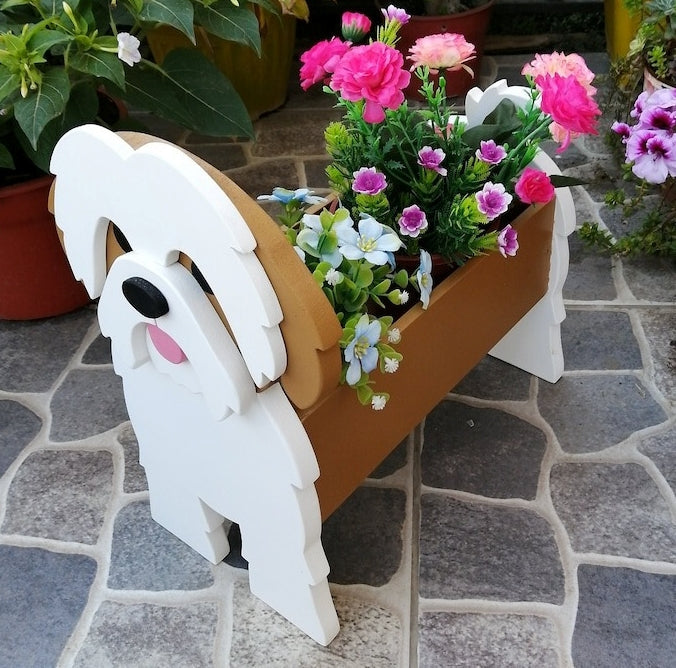 Shih Tzu Dog Planter - Wooden Planter Box - DIY Kit - Realistic Dog Garden Plant Holder