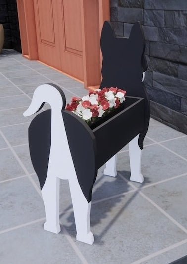 Siberian Husky Dog Planter - Wooden Planter Box - DIY Kit - Realistic Dog Garden Plant Holder
