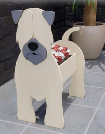 Wheaten Terrier Dog Planter - Wooden Planter Box - DIY Kit - Realistic Dog Garden Plant Holder