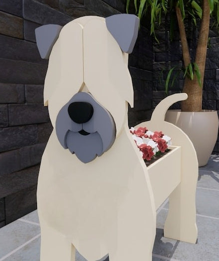 Wheaten Terrier Dog Planter - Wooden Planter Box - DIY Kit - Realistic Dog Garden Plant Holder