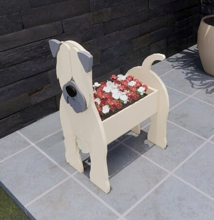 Wheaten Terrier Dog Planter - Wooden Planter Box - DIY Kit - Realistic Dog Garden Plant Holder