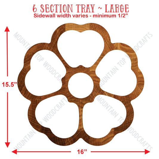 6 Section Tray ~ Acrylic Inlay Router Template Plexiglass Woodworking Guide