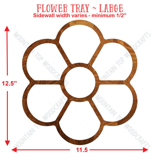 Flower Tray ~ 2 Sizes ~ Acrylic Inlay Router Template Plexiglass Woodworking Guide