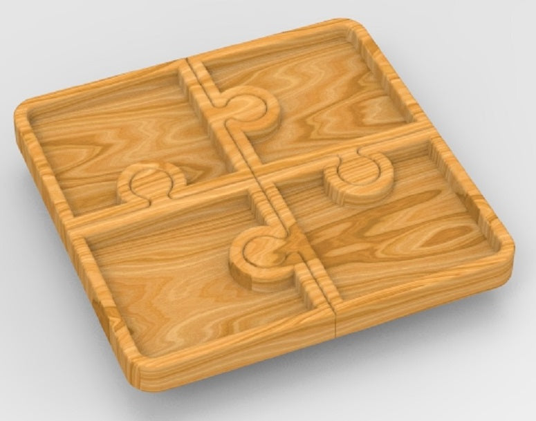 Puzzle Piece Autism Connecting Plate Tray ~ Acrylic Inlay Router Template Plexiglass Woodworking Guide