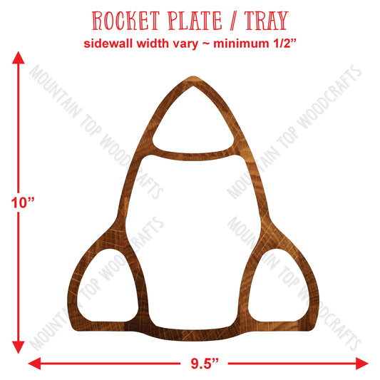 Rocket Ship Plate Tray ~ Acrylic Inlay Router Template Plexiglass Woodworking Guide