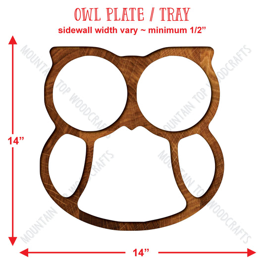 Owl Plate Tray ~ Acrylic Inlay Wood Router Template Plexiglass Woodworking Guide