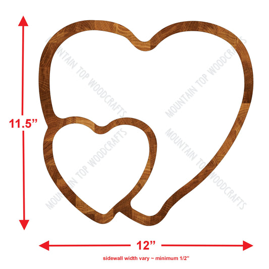 Heart Double Tray ~ Acrylic Inlay Wood Router Template Plexiglass Woodworking Guide